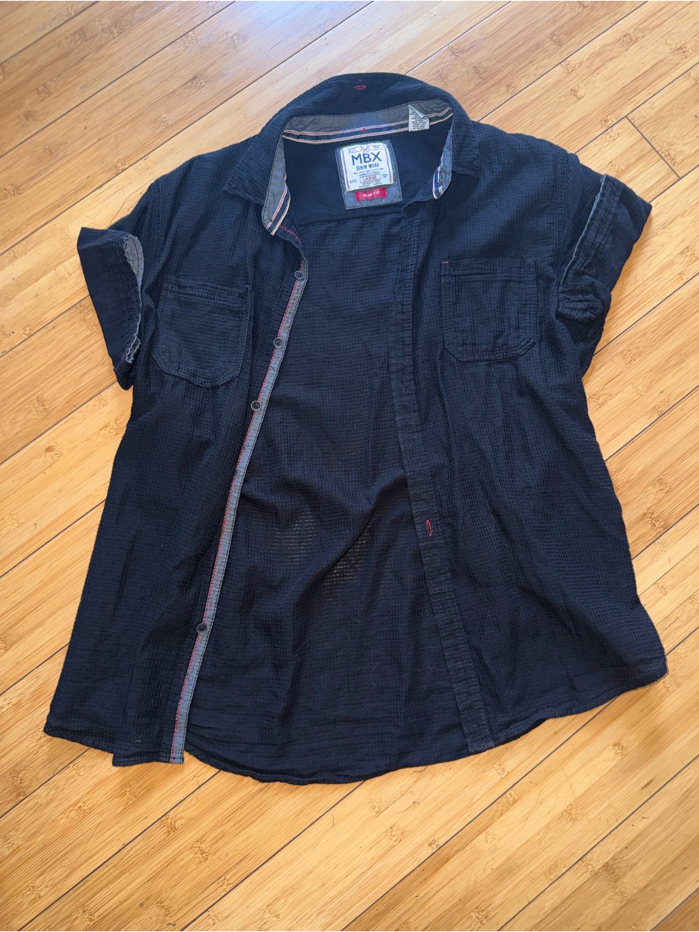 MBX Men's Short Sleeve Casual Button-Down Shirt - Black